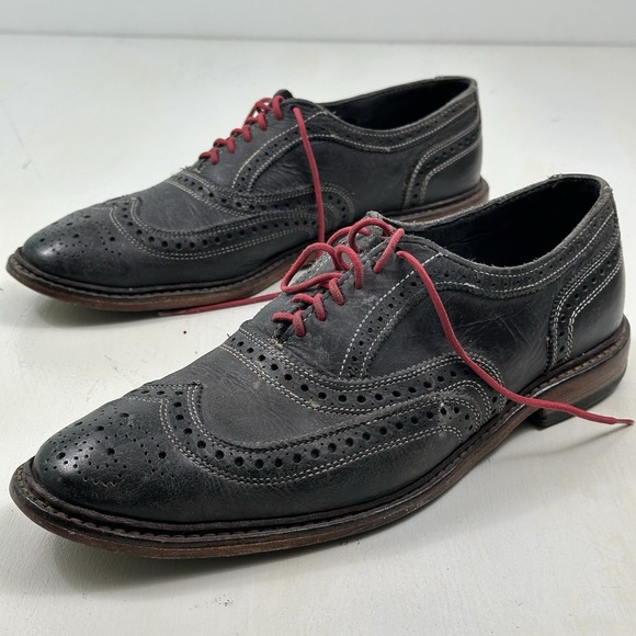 Allen‎ Edmonds Neumok 4076 Shoes Men 11 D Leather Wingtip Navy Blue Oxford Dress